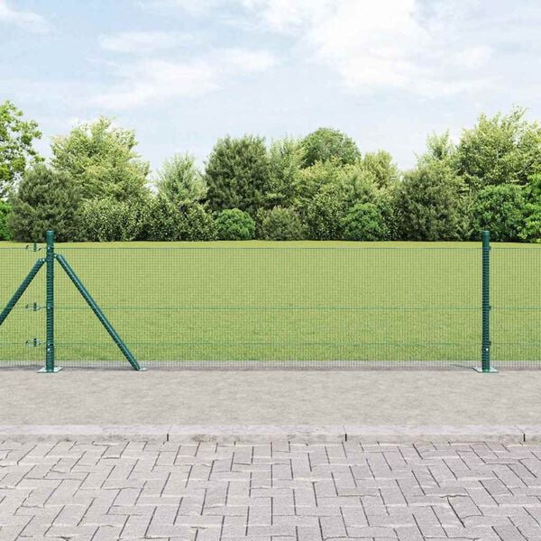 vidaXL Fence Post Green 10 x 0.4 m (12 x 12 mm mesh) Steel and PVC