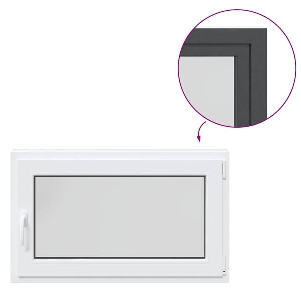 vidaXL Basement Window "RISOR" 100x60 cm Tilt&Turn DIN Right Anthracite