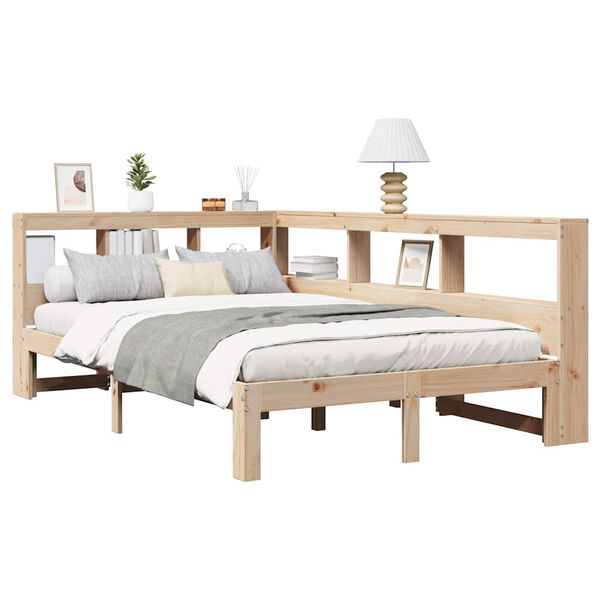 vidaXL Bookcase Bed without Mattress 135x190 cm Double Solid Wood Pine