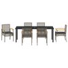 vidaXL Garden Dining Set 7 pcs Grey Poly Rattan