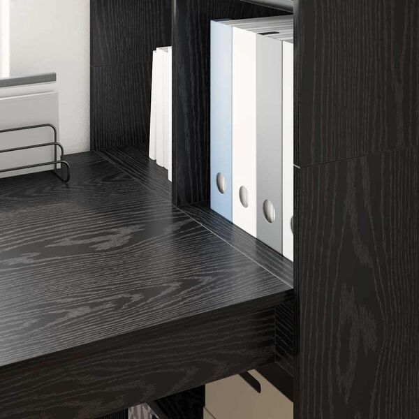 vidaXL Desk with Shelf Black Oak 122 x 67 x 145 cm Engineered Wood