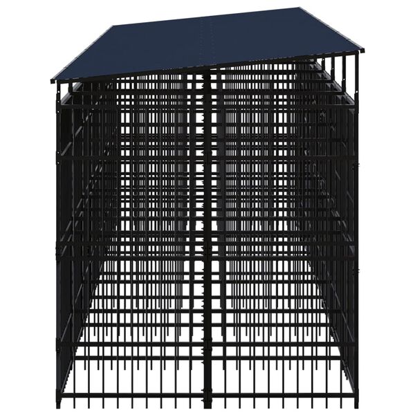 vidaXL Outdoor Dog Kennel with Roof Steel 12.9 m&sup2;