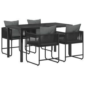 vidaXL Garden Dining Set 5 pcs Black and Anthracite Poly Rattan