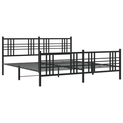vidaXL Metal Bed Frame with Headboard and Footboard Black 193x203 cm