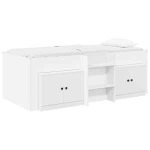 vidaXL Loft Bed Frame with Cabinet 3 pcs White Engineered Wood