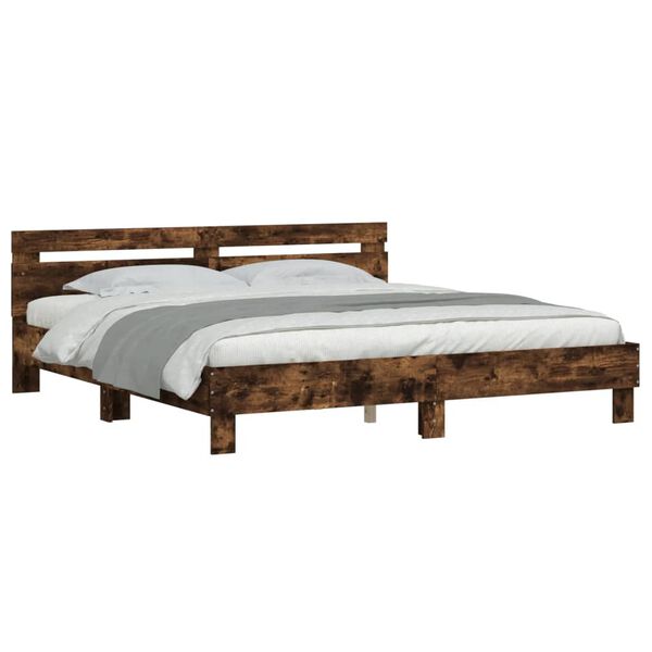 vidaXL Bed Frame without Mattress Smoked Oak 200x200 cm