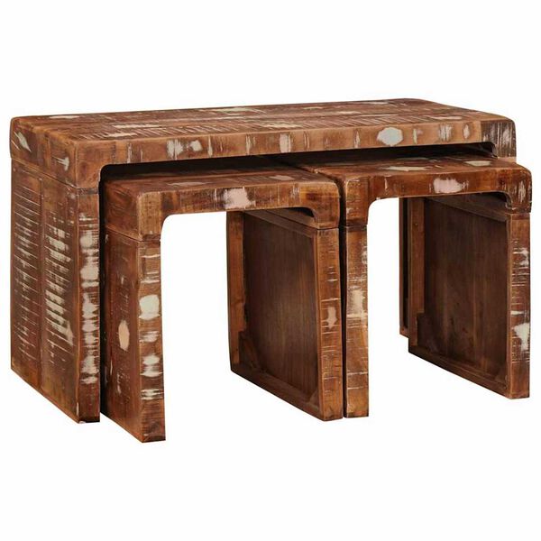 vidaXL Nesting Tables Brown Solid Mango Wood