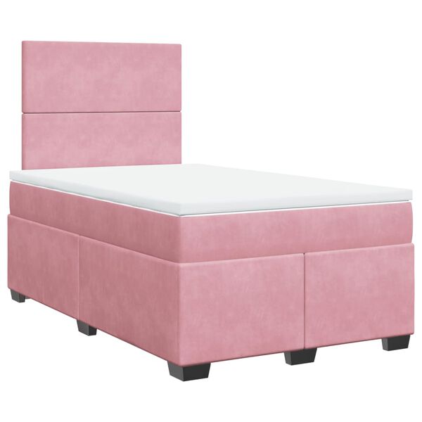 vidaXL Box Spring Bed with Mattress Pink 120x200 cm Velvet