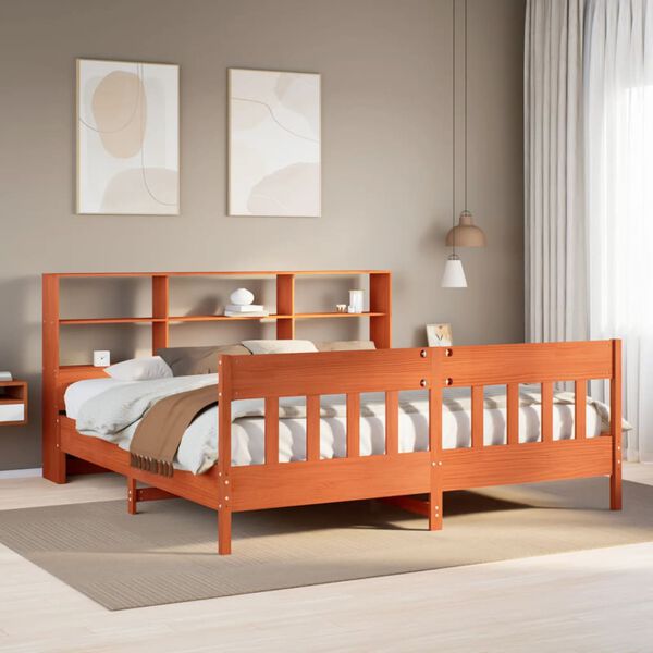 vidaXL Bed Frame without Mattress Wax Brown 180x200 cm Super King Solid Wood Pine