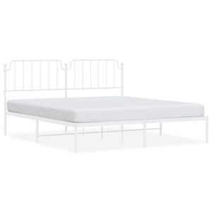 vidaXL Metal Bed Frame without Mattress with Headboard White 183x213cm