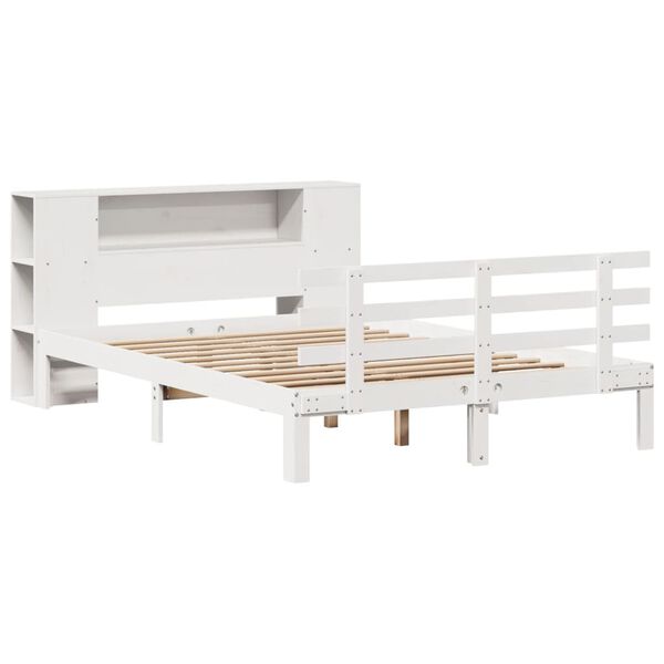 vidaXL Bookcase Bed without Mattress White 140x190cm Solid Wood Pine