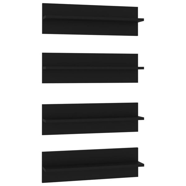 vidaXL Wall Shelf 4 pcs Black 60x11.5x18 cm Engineered Wood