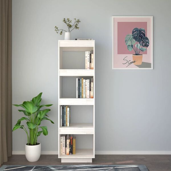 vidaXL Book Cabinet/Room Divider White 40x35x135 cm Solid Pinewood