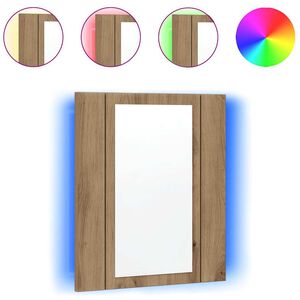 vidaXL LED Bathroom Mirror Cabinet Artisan Oak 40x12x45 cm Engineered Wood