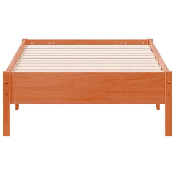 vidaXL Bed Frame without Mattress Wax Brown 75x190 cm Small Single Solid Wood Pine