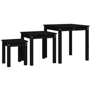vidaXL Nesting Tables 3 pcs Black Solid Wood Pine