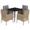 vidaXL 5 Piece Garden Dining Set with Cushions Beige Poly Rattan