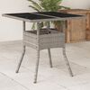 vidaXL Garden Table with Glass Top Light Grey 80x80x75 cm Poly Rattan