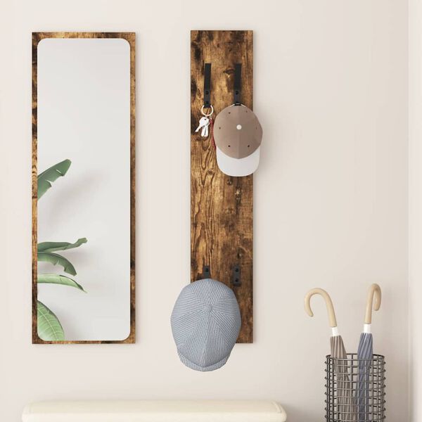 vidaXL Wall-Mounted Coat Rack Smoked oak 20 x 1.5 x 100 cm