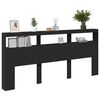 vidaXL Headboard Cabinet with LED Black 220x17x102 cm
