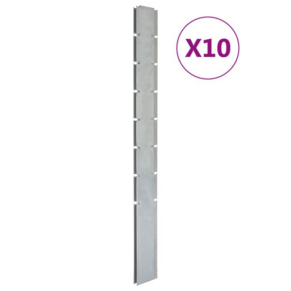 vidaXL Garden Fence Posts 10 pcs Silver 200 cm&nbsp;Galvanised Steel