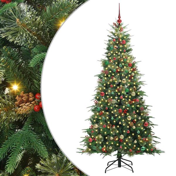 vidaXL Artificial Hinged Christmas Tree Green 210 cm PE and PVC
