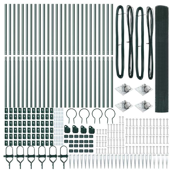 vidaXL Fence Post Green 50 x 1.2 m (19 x 19 mm mesh) Steel and PVC