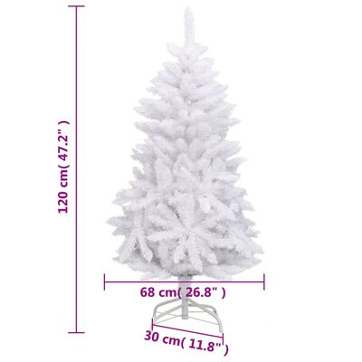 vidaXL Artificial Hinged Christmas Tree with Stand White 120 cm