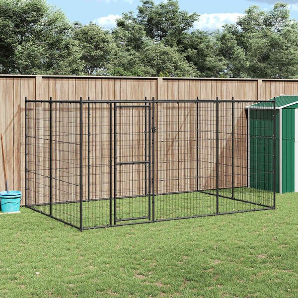 vidaXL Outdoor Dog Kennel Steel 7.26 m&sup2;