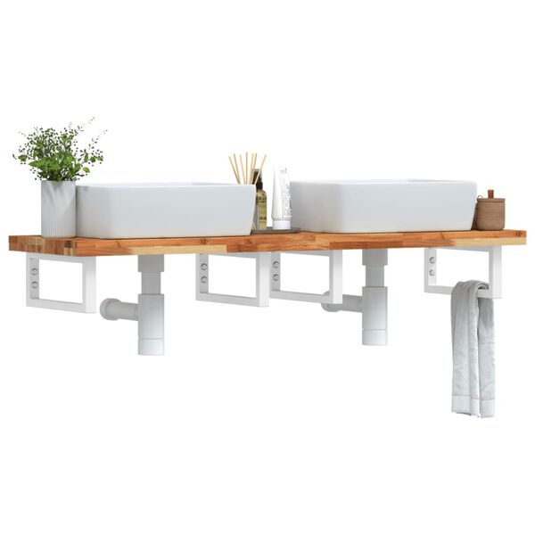 vidaXL Basin Shelf Wall Mounted Steel and Solid Wood Acacia