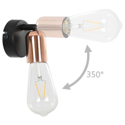 vidaXL Spot Lights 2 pcs with Filament Bulbs 2 W Black and Copper E27