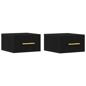 vidaXL Bedside Cabinet 2 pcs 35 x 35 x 20 cm Engineered Wood Black Oak