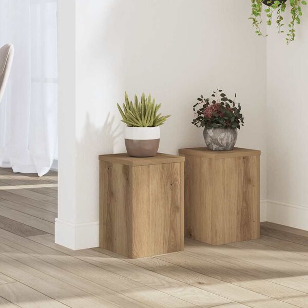 vidaXL Plant Stands 2 pcs Artisan Oak 20x20x30 cm Engineered Wood
