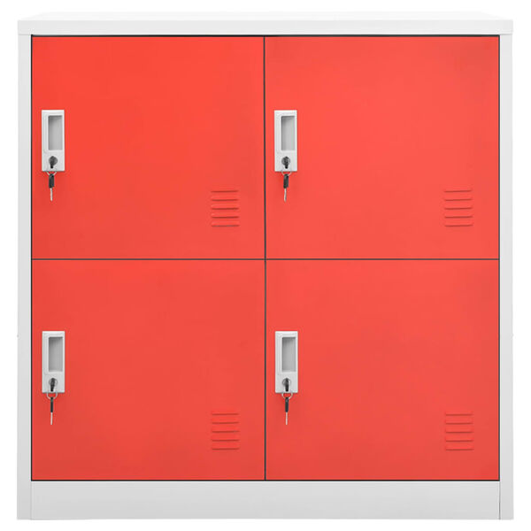 vidaXL Locker Cabinets 2 pcs Light Grey and Red 90x45x92.5 cm Steel
