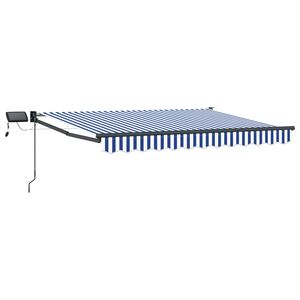vidaXL Manual Retractable Awning with LEDs Blue and White 2.5 x 2 m