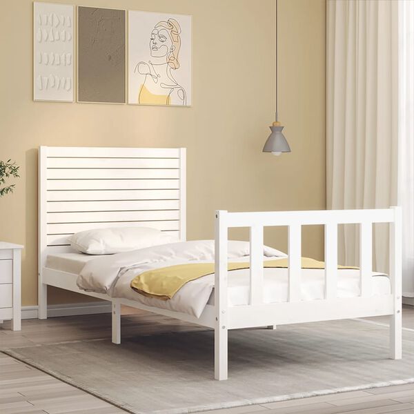 vidaXL Bed Frame without Mattress White 90x200 cm Solid Wood Pine