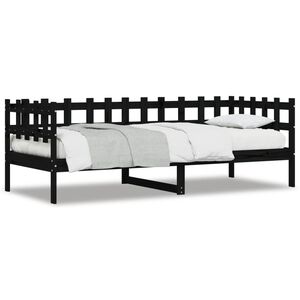 vidaXL Day Bed without Mattress Black 90x190 cm Single Solid Wood Pine