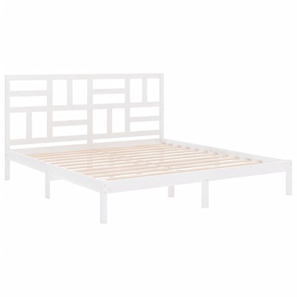 vidaXL Bed Frame without Mattress White Solid Wood 200x200 cm
