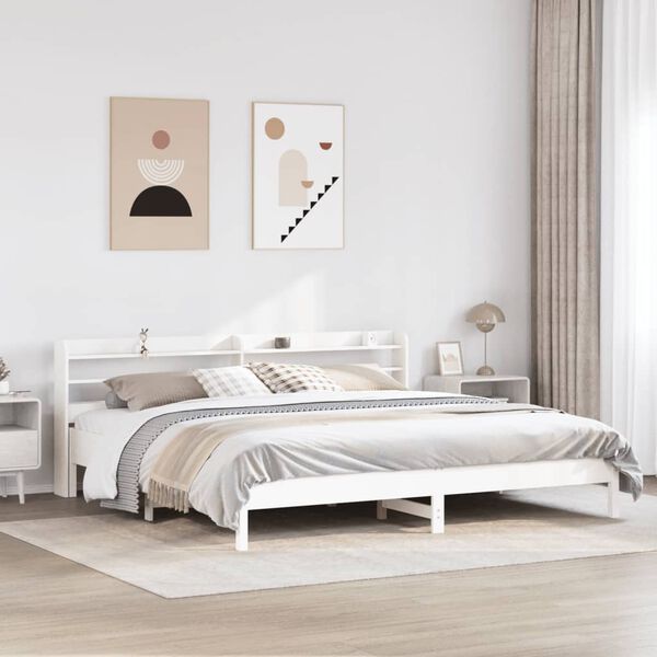 vidaXL Bed Frame without Mattress White 180x200 cm Super King Solid Wood Pine
