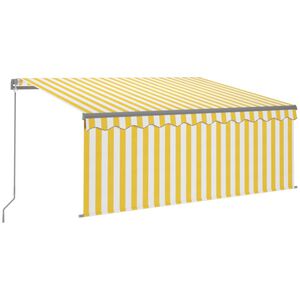 vidaXL Manual Retractable Awning with Blind 3x2.5m Yellow&White