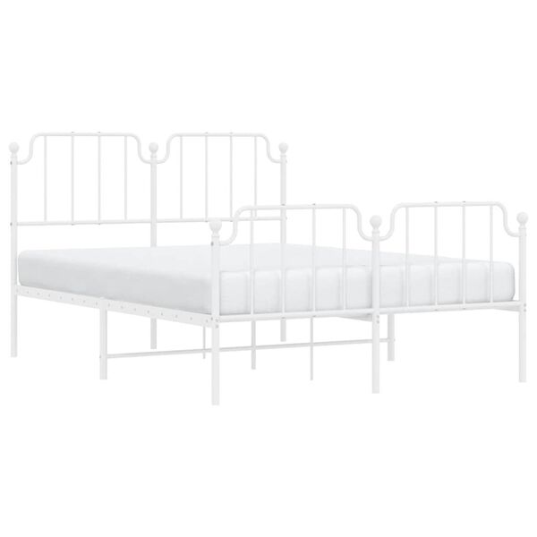 vidaXL Metal Bed Frame without Mattress with Footboard&nbsp;White 135x190cm