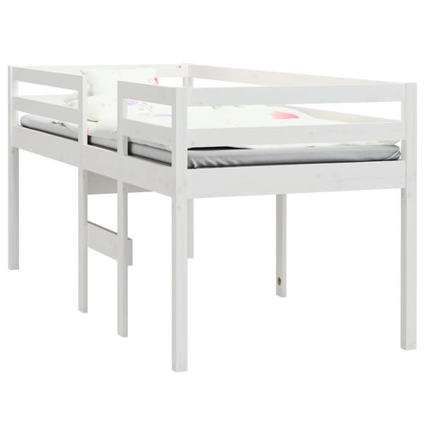 vidaXL High Sleeper Bed without Mattress White 75x190 cm Small Single Solid Wood Pine
