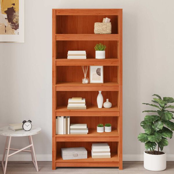 vidaXL Book Cabinet Wax Brown 80 x 35 x 183 cm Solid Pine Wood