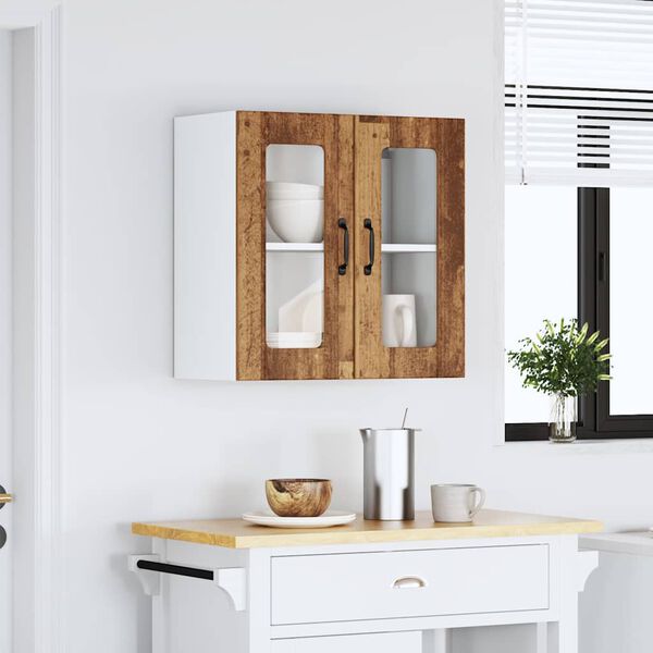 vidaXL Kitchen Wall Cabinet with Glass Door Lucca Old Wood Engineered Wood