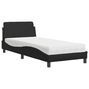 vidaXL Bed with Mattress "Dover" Black Single Faux Leather