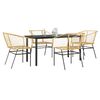 vidaXL 5 Piece Garden Dining Set Brown Poly Rattan Glass