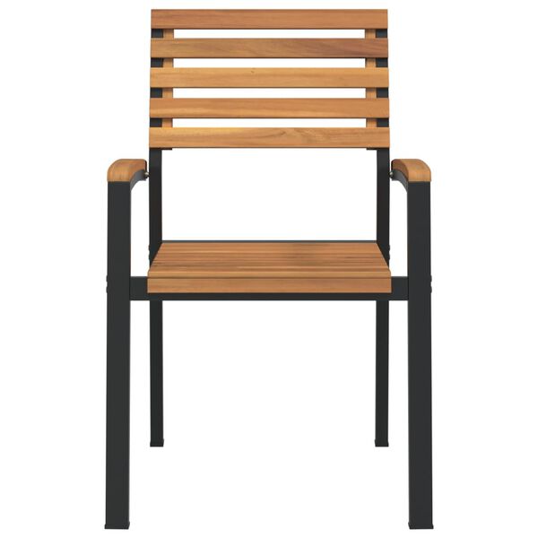 vidaXL Stackable Garden Chairs 2 pcs Solid Wood Acacia and Metal