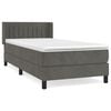 vidaXL Box Spring Bed with Mattress Dark Grey 90x200 cm Velvet