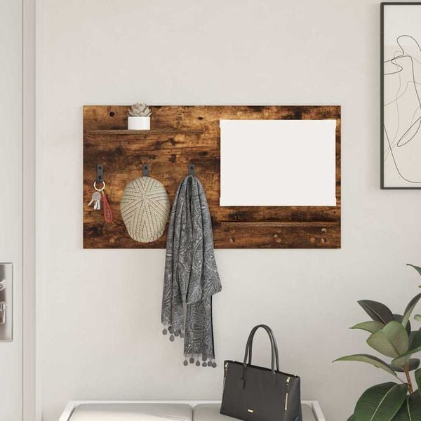 vidaXL Wall-Mounted Coat Rack with Shelf Smoked Oak 90 x 10 x 50 cm