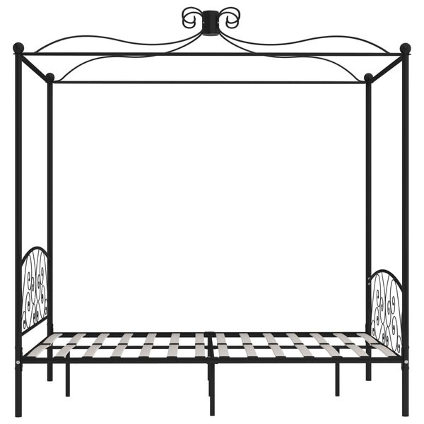 vidaXL Canopy Bed Frame without Mattress Black Metal 120x200 cm